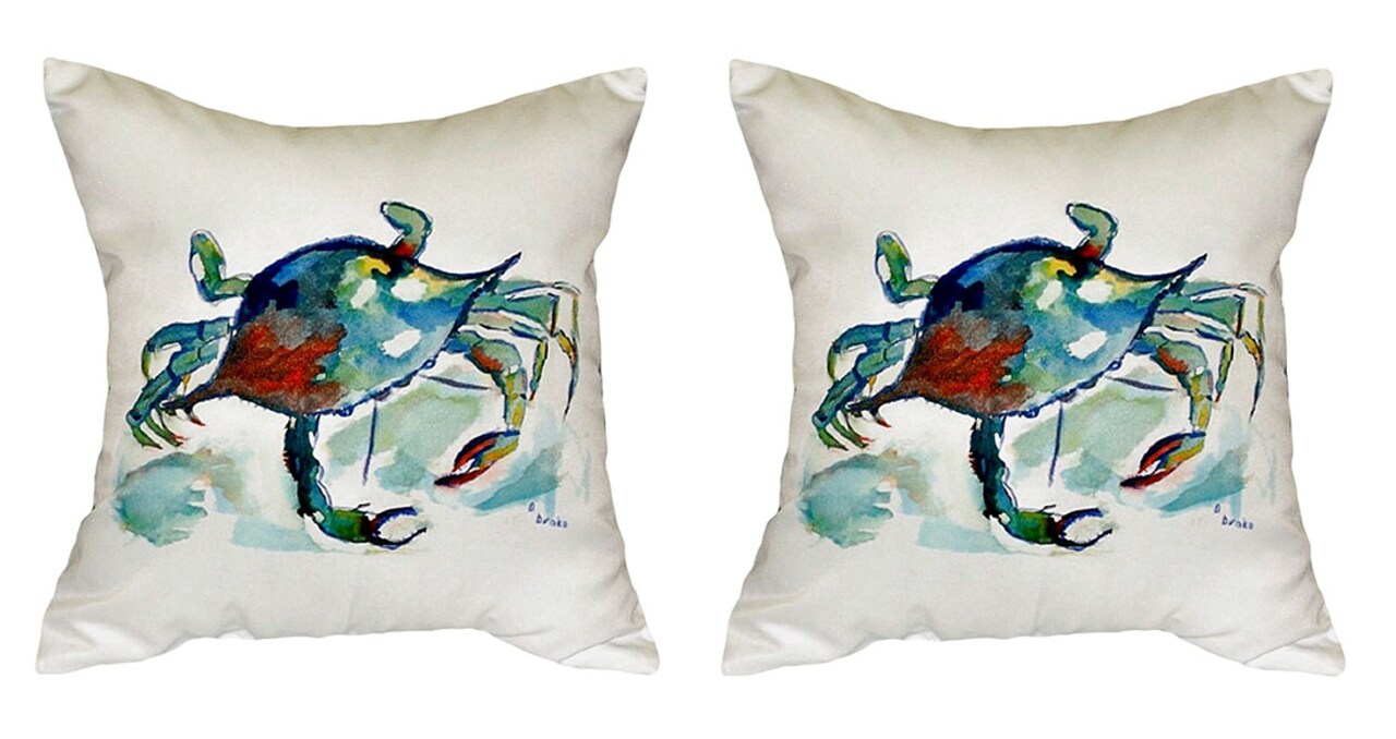 Pair of Betsy Drake Betsy’s Crab No Cord Pillows 18 Inch X 18 Inch